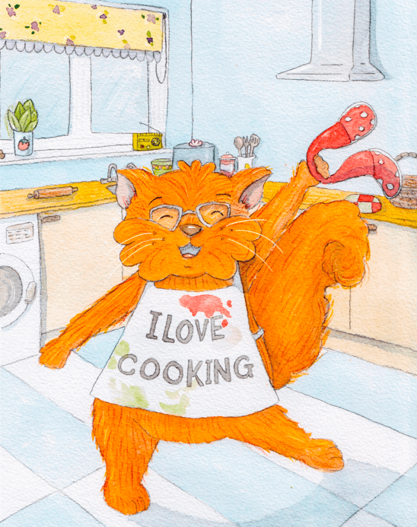 Mincemeat the Cat with I Love Cooking Apron